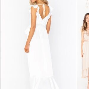 White Ruffle Back-Tie Maxi Dress